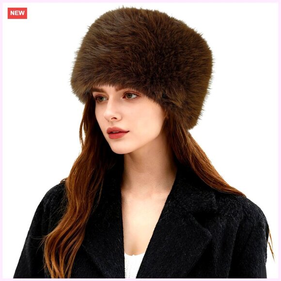 Faux Fur Bucket Hat with Ear Warmers, Winter Plush Russian Style main image 6